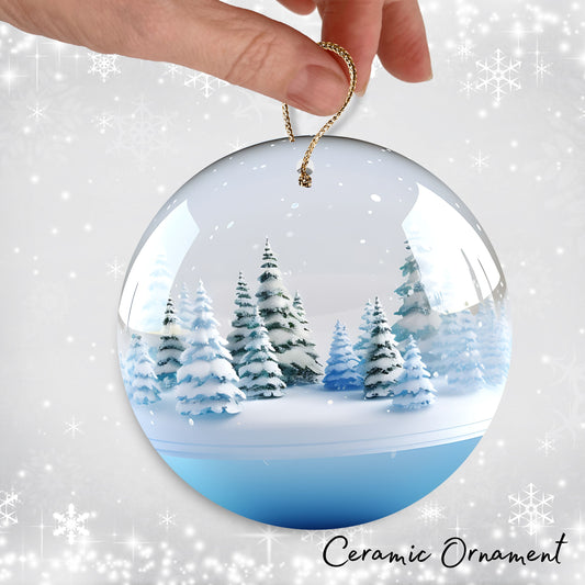 Snowy Landscape Globe Ceramic Ornament 48-29