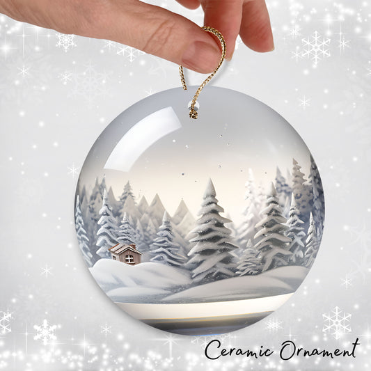 Snowy Landscape Globe Ceramic Ornament 48-30