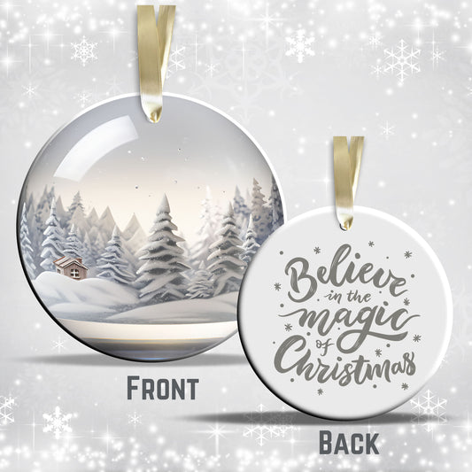 Snowy Landscape Globe Ceramic Ornament 48-30
