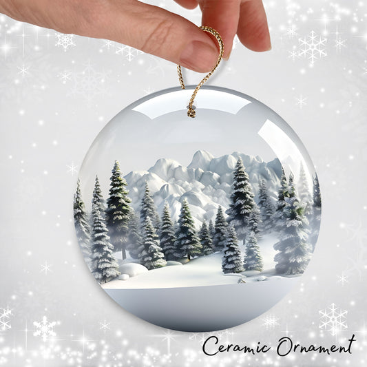 Snowy Landscape Globe Ceramic Ornament 48-31