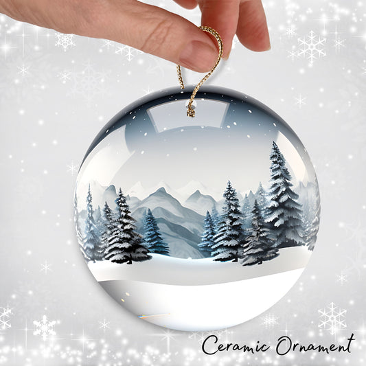 Snowy Landscape Globe Ceramic Ornament 48-32