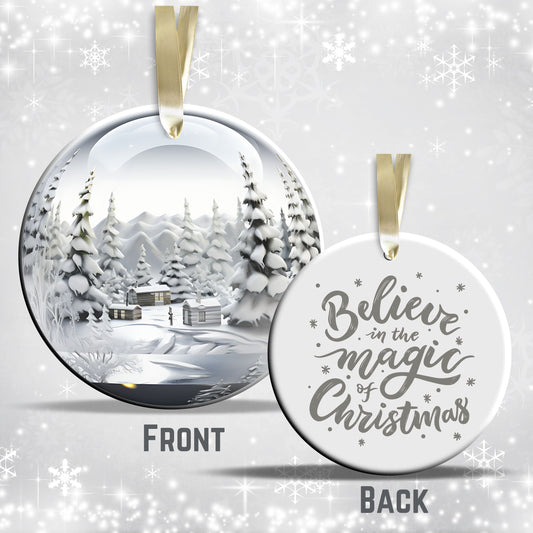 Snowy Landscape Globe Ceramic Ornament 48-33