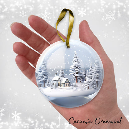 Snowy Landscape Globe Ceramic Ornament 48-34