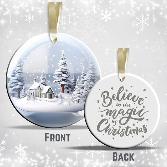 Snowy Landscape Globe Ceramic Ornament 48-34