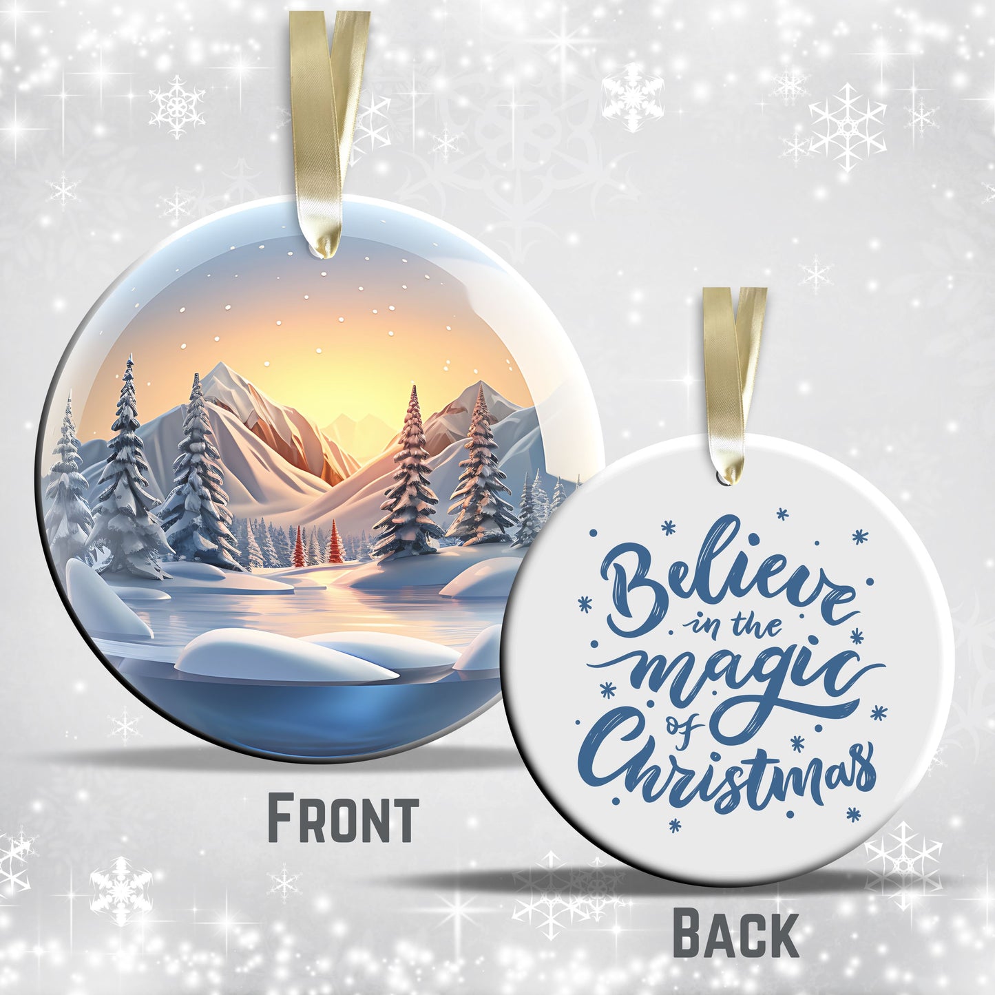 Snowy Landscape Globe Ceramic Ornament 48-36