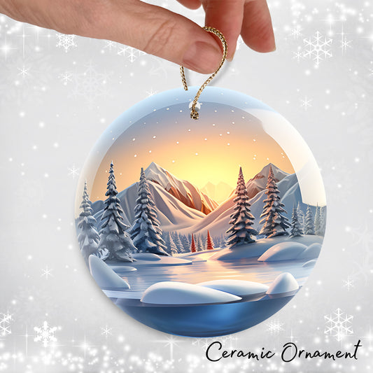 Snowy Landscape Globe Ceramic Ornament 48-36