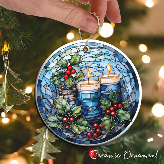 Stained Glass Christmas Ceramic Ornament