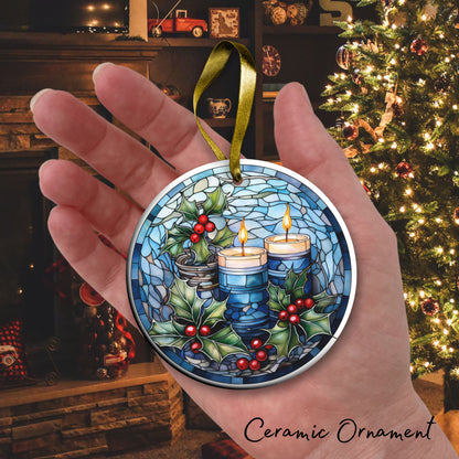 Stained Glass Christmas Ceramic Ornament