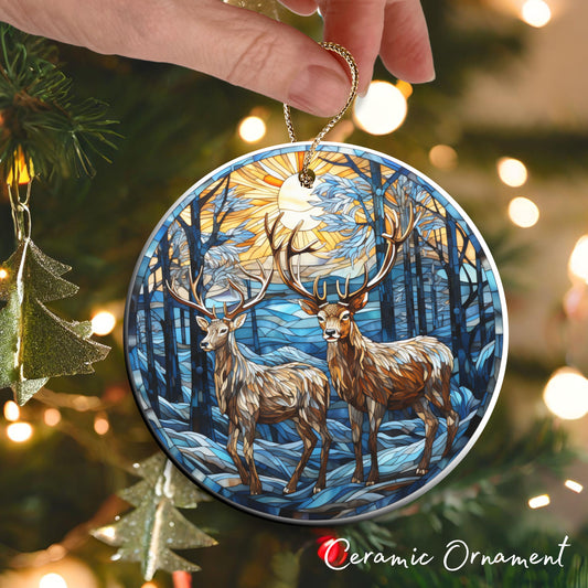 Stained Glass Christmas Ceramic Ornament