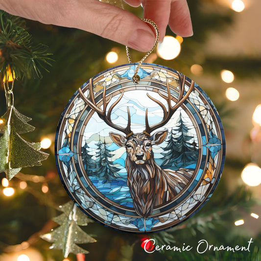 Stained Glass Christmas Ceramic Ornament