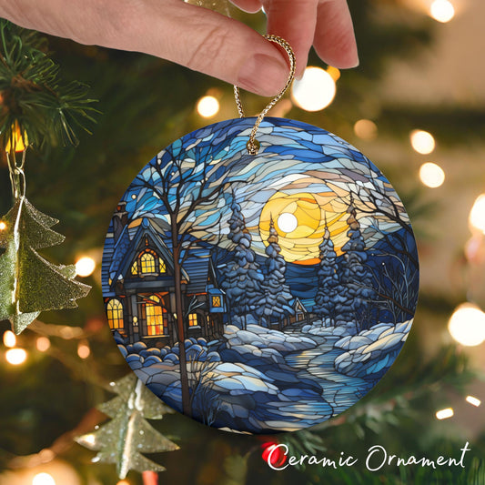 Stained Glass Christmas Ceramic Ornament