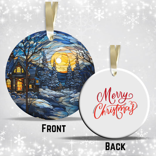 Stained Glass Christmas Ceramic Ornament