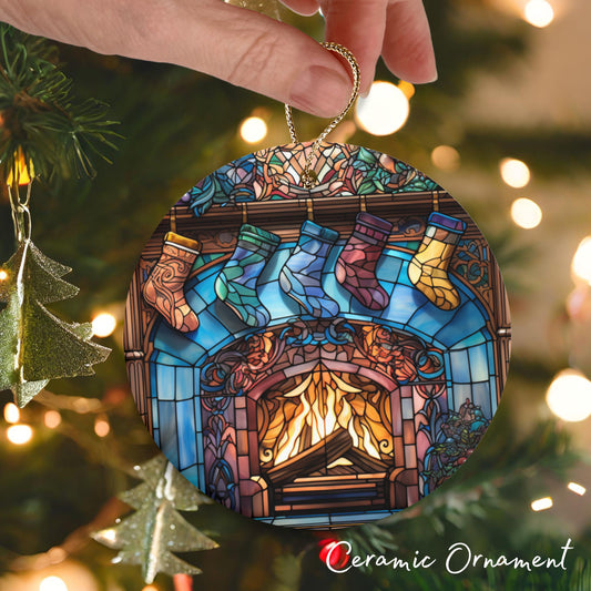 Stained Glass Christmas Ceramic Ornament