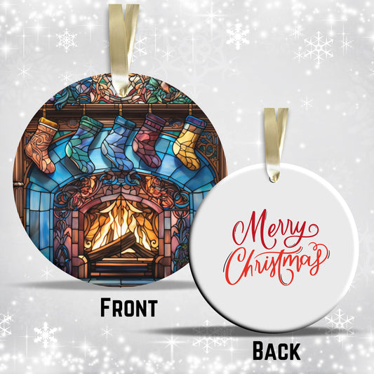 Stained Glass Christmas Ceramic Ornament