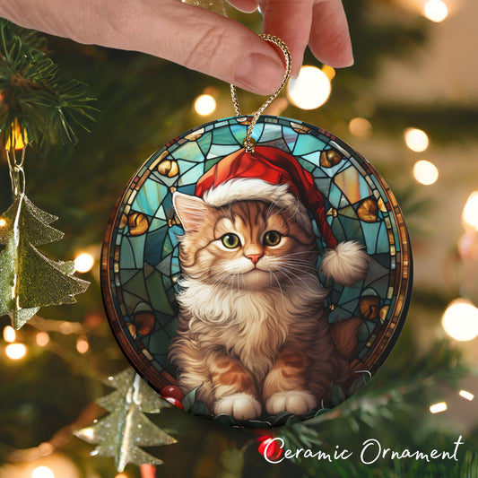 Stained Glass Christmas Ceramic Ornament