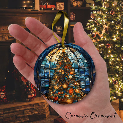 Stained Glass Christmas Ceramic Ornament
