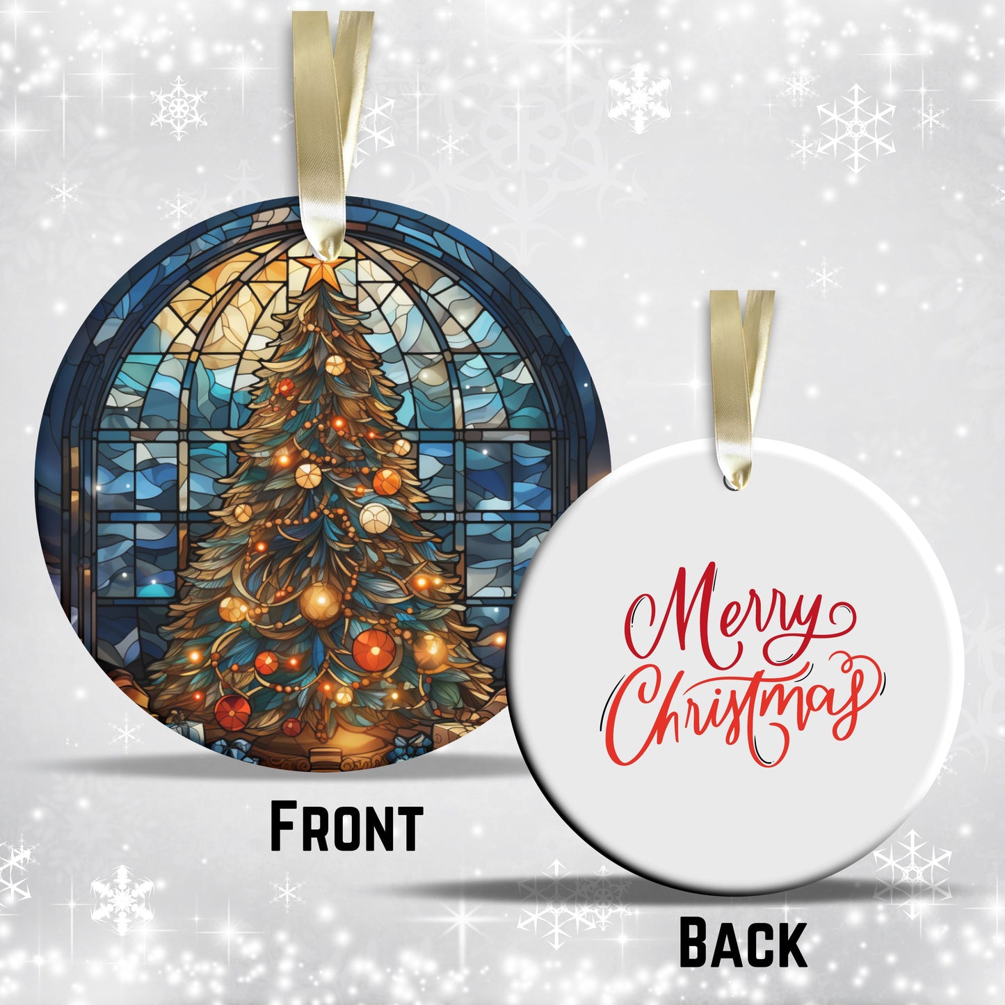 Stained Glass Christmas Ceramic Ornament