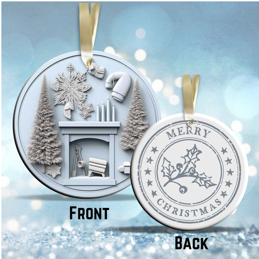 Steel Blue Fireplace Ceramic Ornament SET 40-10