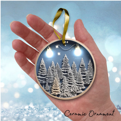 Steel Blue Forest Night Ceramic Ornament SET 40-08