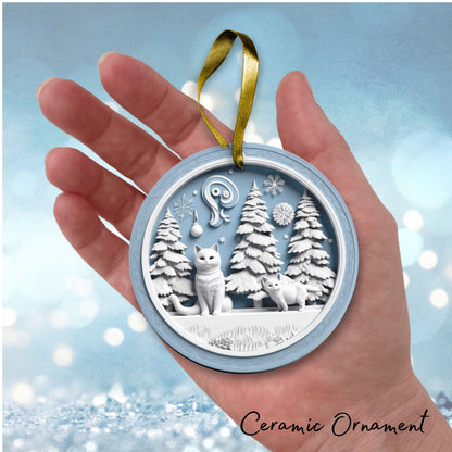 Steel Blue Kitten Ceramic Ornament 40-07