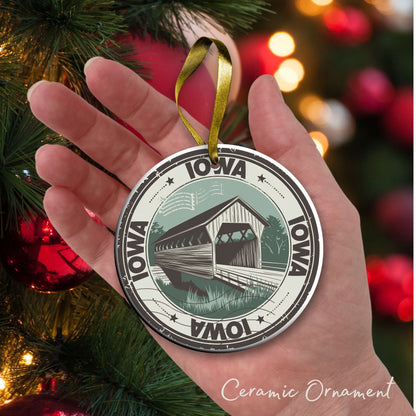 Iowa State Christmas Ornament - Personalized Ceramic 66-IA