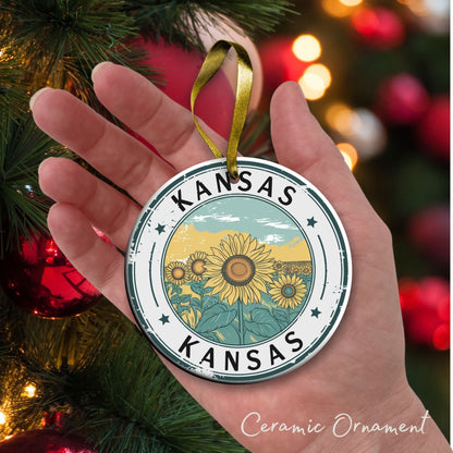Kansas State Christmas Ornament - Personalized Ceramic 66-KS