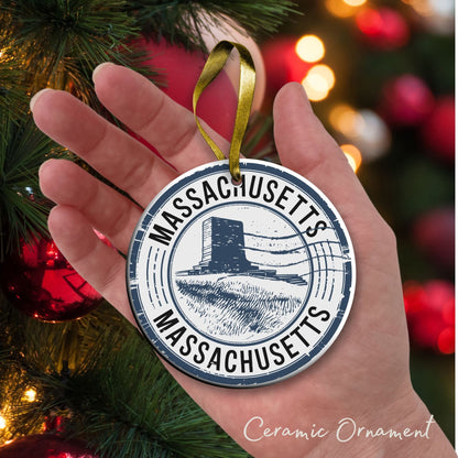 Massachusetts State Christmas Ornament - Personalized Ceramic 66-MA