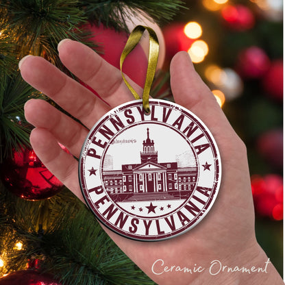 Pennsylvania State Christmas Ornament - Personalized Ceramic 66-PA