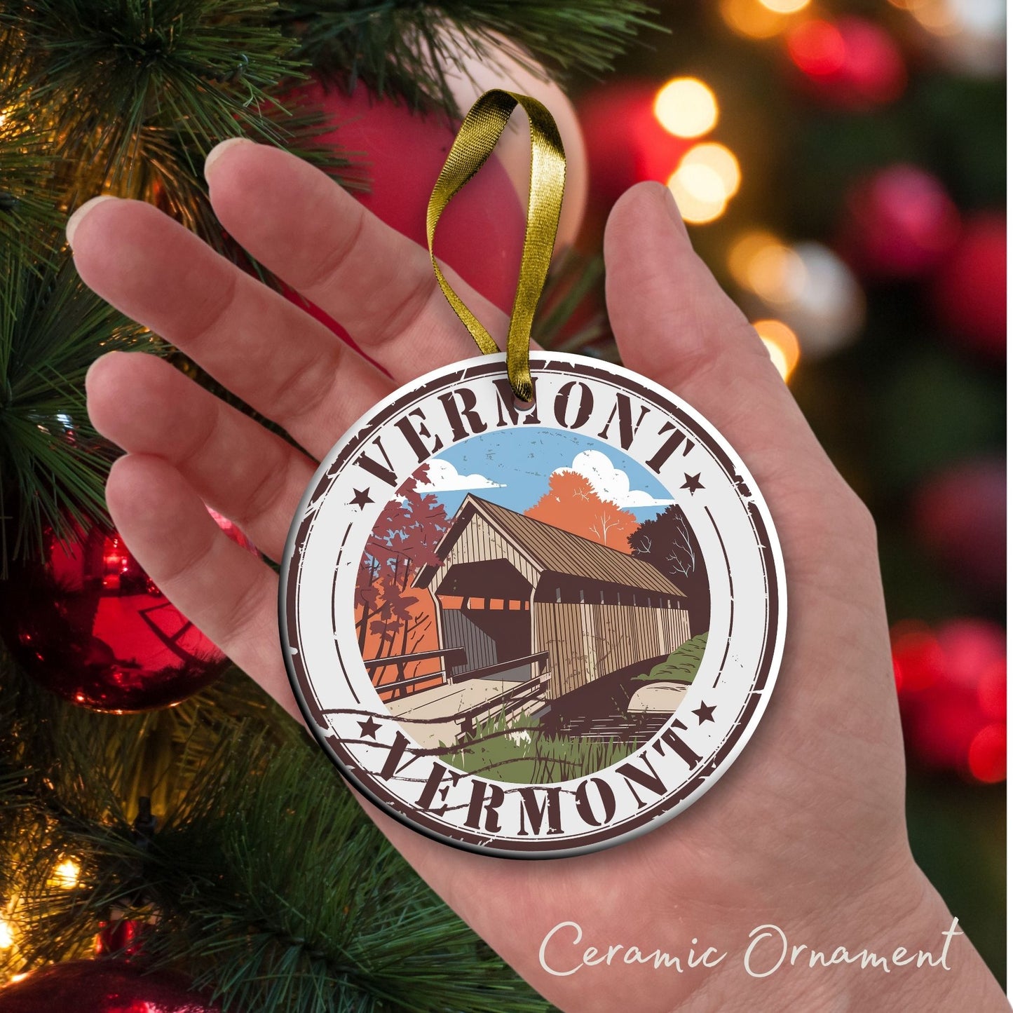 Personalized United States State of Vermont Ceramic Ornament 66-VT