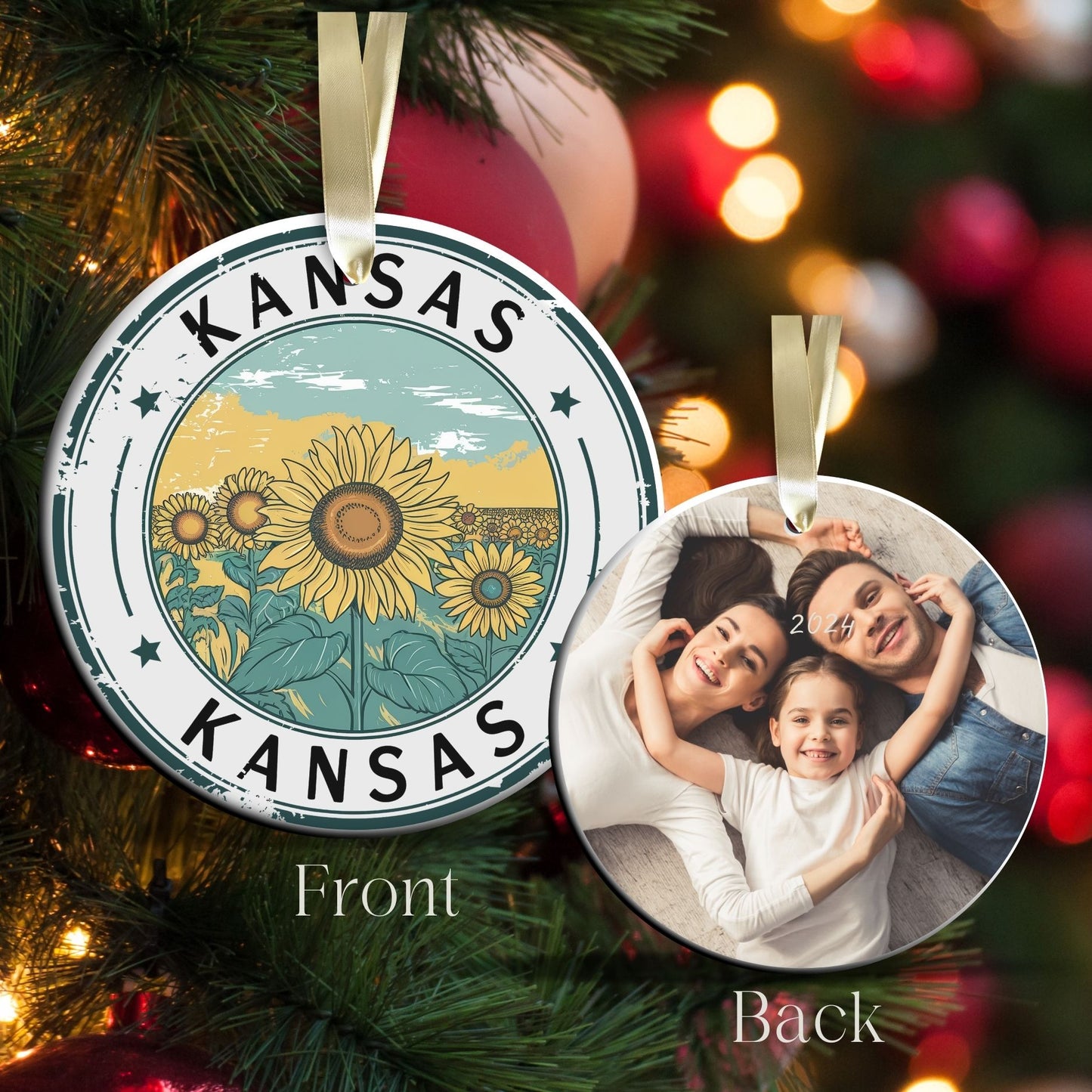 Kansas State Christmas Ornament - Personalized Ceramic 66-KS