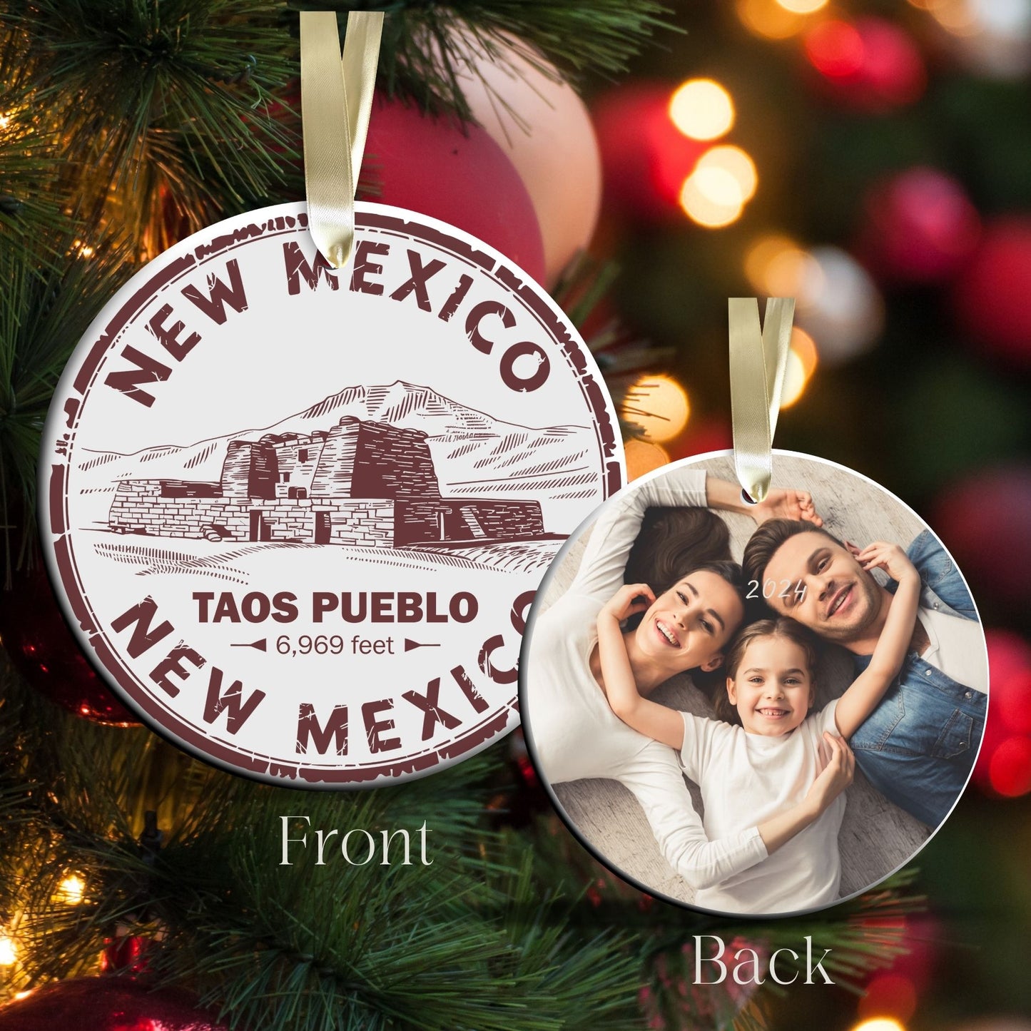 New Mexico State Christmas Ornament - Personalized Ceramic 66-NM