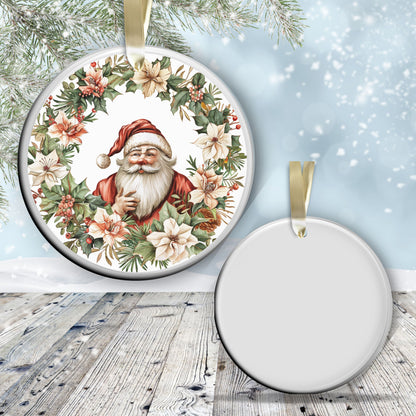 Retro Santa Claus Watercolor Ceramic Ornament 152-01