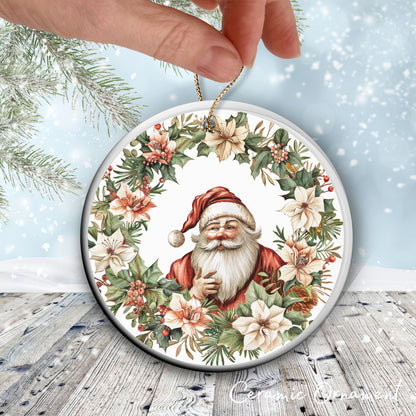 Retro Santa Claus Watercolor Ceramic Ornament 152-01