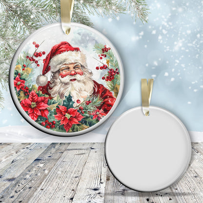 Retro Santa Claus Watercolor Ceramic Ornament 152-03