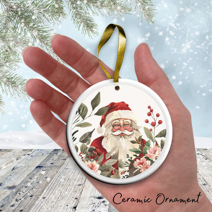 Retro Santa Claus Watercolor Ceramic Ornament 152-06