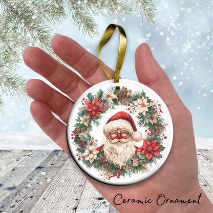 Retro Santa Claus Watercolor Ceramic Ornament 152-07
