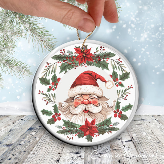 Retro Santa Claus Watercolor Ceramic Ornament 152-08