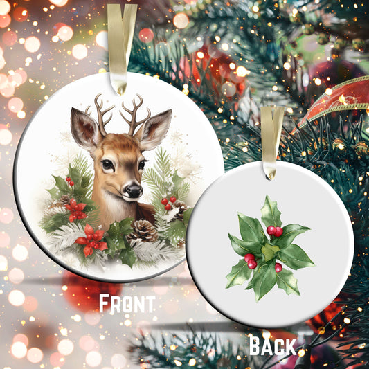 Watercolor Deer Ceramic Ornament Set 29-05