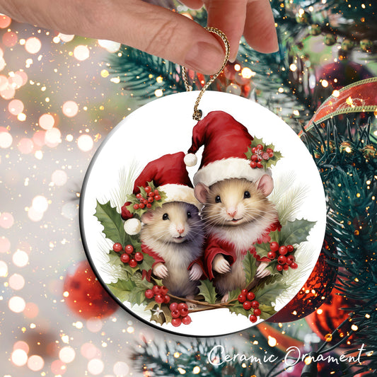 Watercolor Mice Ceramic Ornament Set 29-07