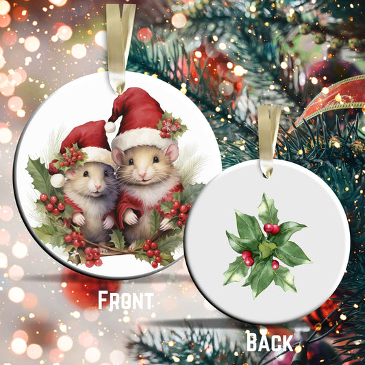 Watercolor Mice Ceramic Ornament Set 29-07