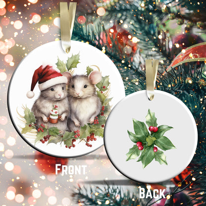 Watercolor Mice Ceramic Ornament Set 29-09