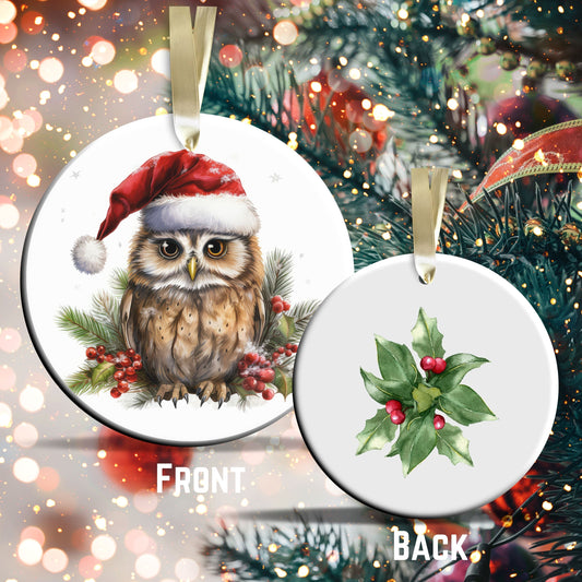 Watercolor Owl Ceramic Ornament Set 29-11