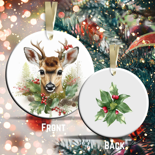 Watercolor Deer Ceramic Ornament Set 29-13