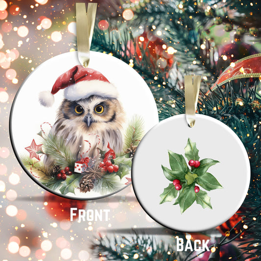 Watercolor Owl Ceramic Ornament Set 29-17