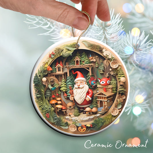Whimsical Gnome Christmas Ceramic Ornament 70-04