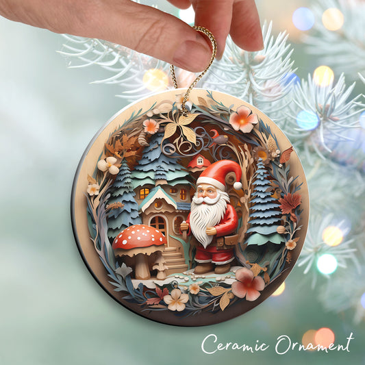 Whimsical Gnome Christmas Ceramic Ornament 70-05