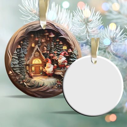Whimsical Gnome Christmas Ceramic Ornament 70-07