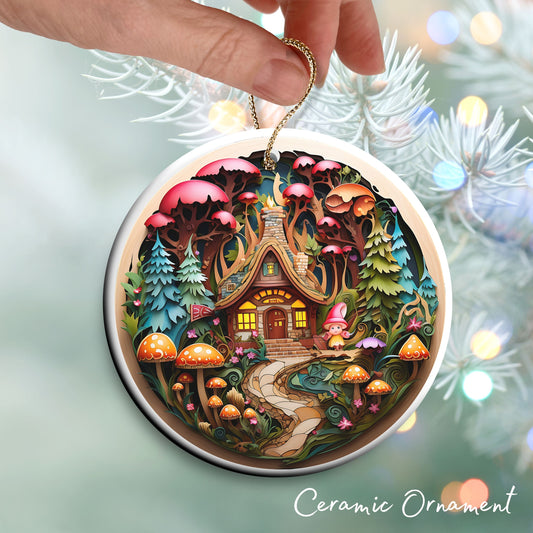 Whimsical Gnome Christmas Ceramic Ornament 70-13