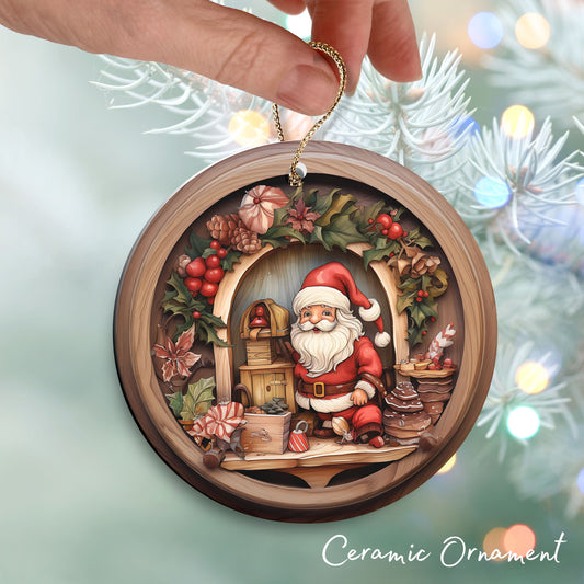 Whimsical Gnome Christmas Ceramic Ornament 70-14