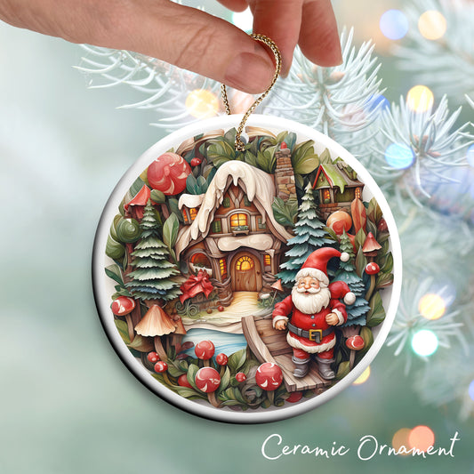 Whimsical Gnome Christmas Ceramic Ornament 70-15